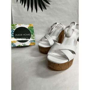 Madden Girl Women's Rio Ankle-Strap Crisscross Platform Sandals-White Canvas 11M